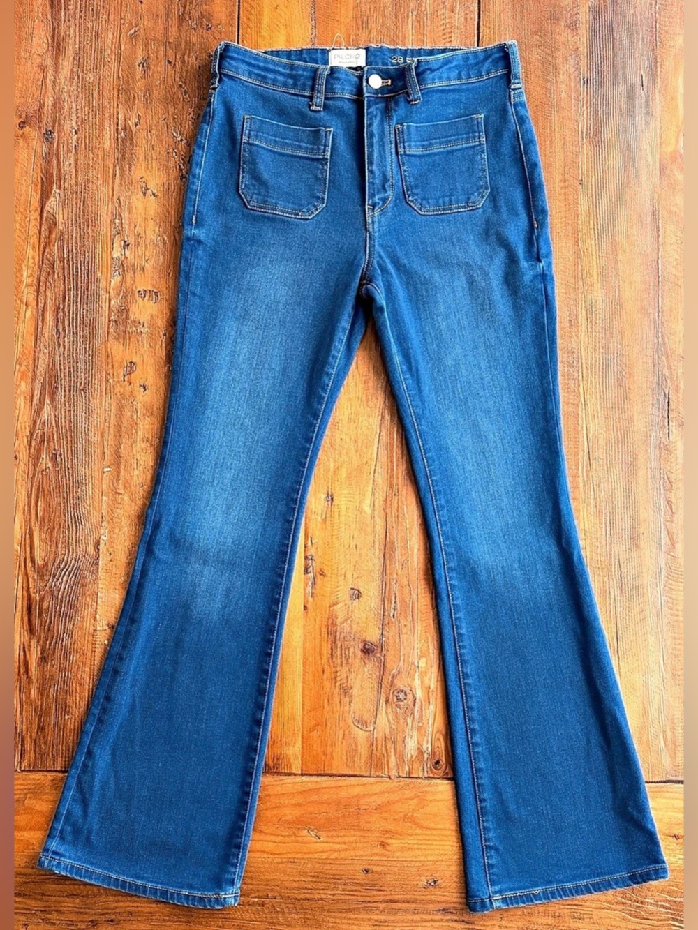 Pilcro Pocket High-Rise Flare Jeans Women's Waist 28 Blue